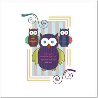 Striped Owls Posters and Art